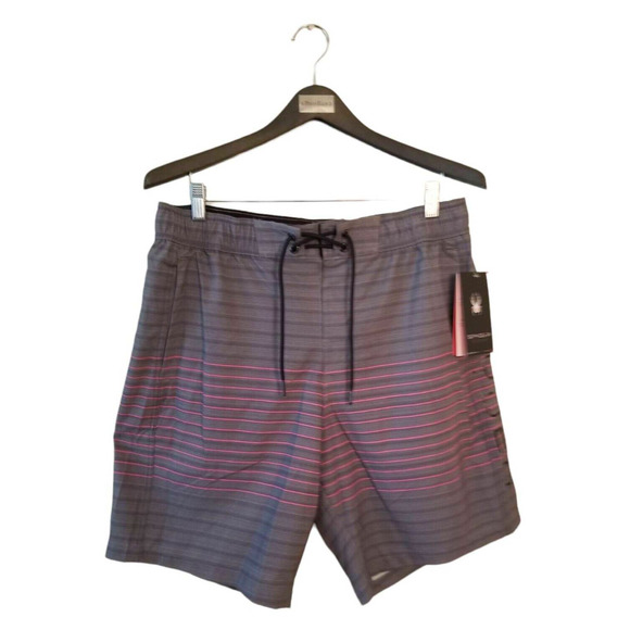 Spyder Swim‎ Adult Men's Shorts Size XL 36, 8.5 in Gray Pink Lined Trunks NWT - Picture 1 of 8